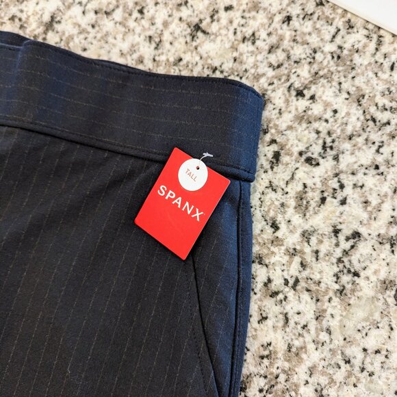 SPANX Nwt PerfectFit Ponte Wide Leg Pants 1X Tall Navy GrayPinstripe SuperSmooth - Picture 5 of 9